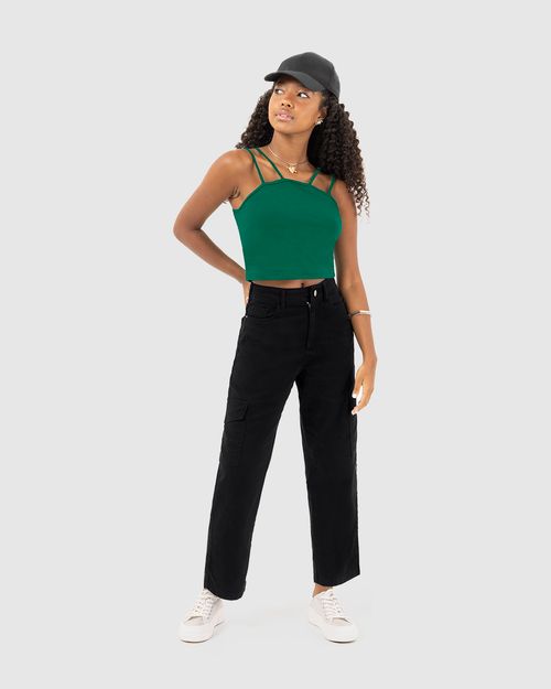 Regata Cropped Menina Alças Diferenciadas Em Algodão Malwee Kids