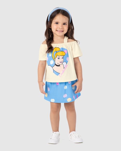 Conjunto Infantil Menina Cinderella Princesa Disney Em Algodão Malwee Kids