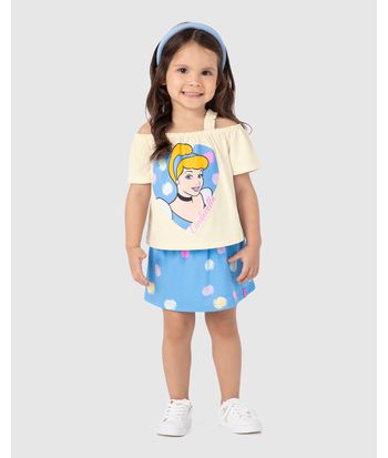 Conjunto Infantil Menina Cinderella Princesa Disney Em Algodão Malwee Kids