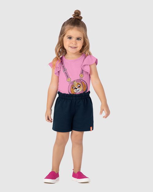 Conjunto Infantil Menina Blusa Patrulha Canina Em Malha Rajada Malwee Kids