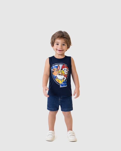 Regata Infantil Menino Patrulha Canina Estampa Efeito Prateado Malwee Kids