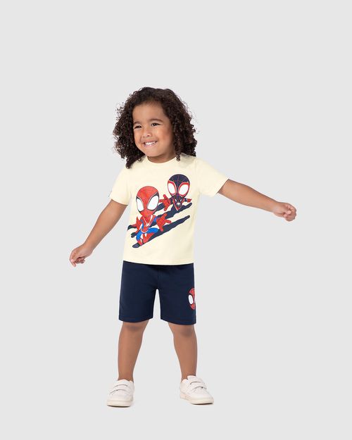Conjunto Infantil Menino Bermuda Homem-Aranha Em Moletinho Malwee Kids