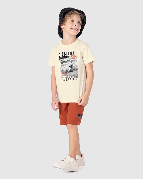 Conjunto Infantil Menino Bermuda Em Moletinho Texturizado Malwee Kids