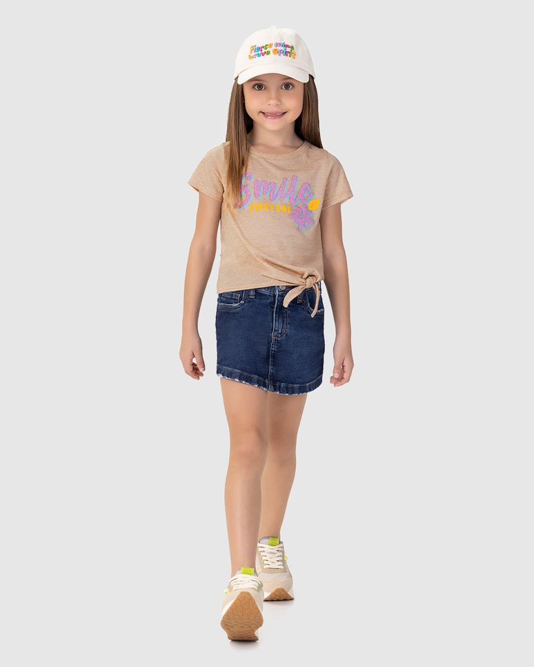 Blusa Infantil Menina Smile Amarração Frontal Em Malha Rajada Malwee Kids