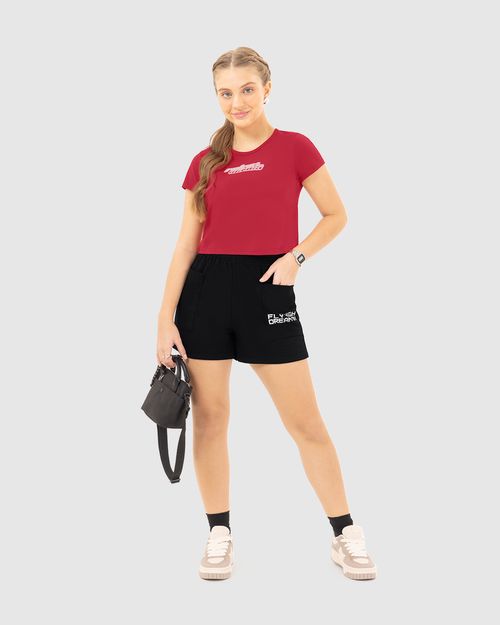 Shorts Menina Amplo Bolso Com Estampa Em Moletinho Malwee Kids