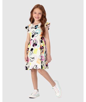 Vestido Infantil Mickey Mouse Disney Em Algodão Malwee Kids