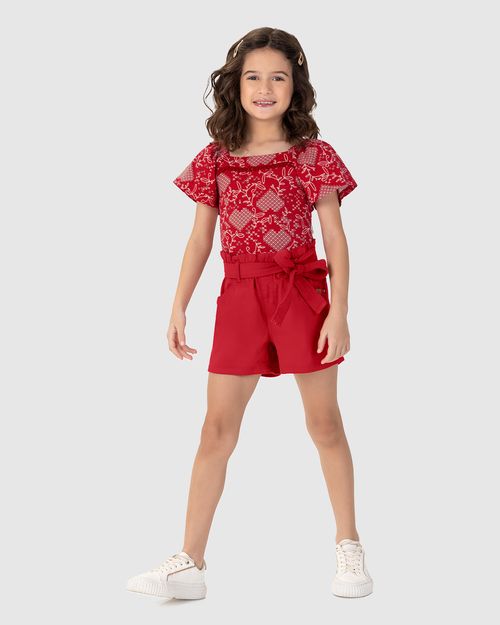 Blusa Infantil Menina Cropped Detalhe Renda Pompom Malwee Kids