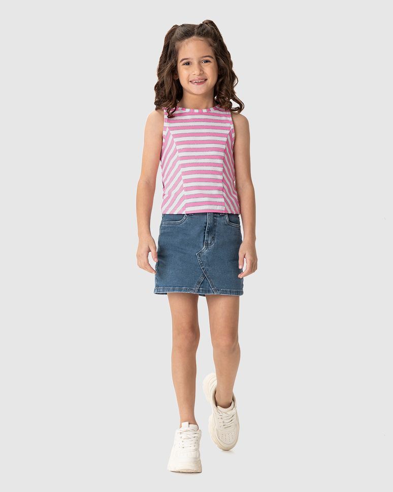 Regata Infantil Menina Em Malha Listrada Lurex Malwee Kids