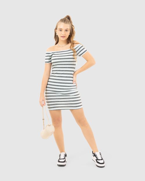Vestido Menina Listrado Em Malha Canelada Malwee Kids