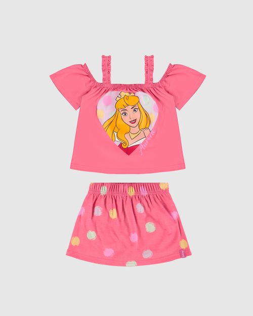 Conjunto Infantil Menina Aurora Princesa Disney Em Algodão Malwee Kids