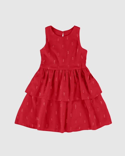 Vestido Infantil Camadas Em Plumetis Brilho Malwee Kids
