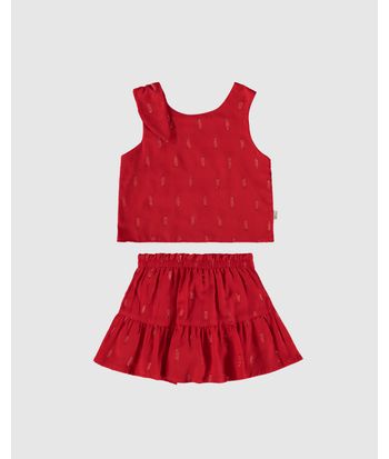 Conjunto Infantil Menina Regata E Saia Em Plumetis Brilho Malwee Kids