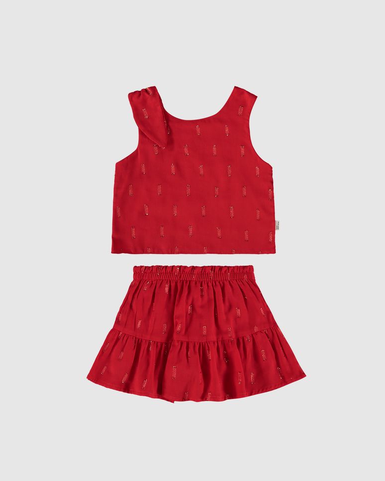 Conjunto Infantil Menina Regata E Saia Em Plumetis Brilho Malwee Kids