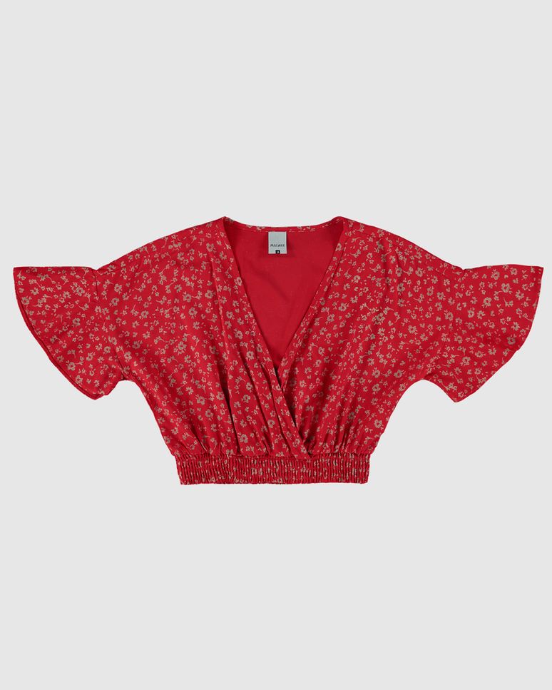 Blusa Menina Transpassada Em Viscose Malwee Kids