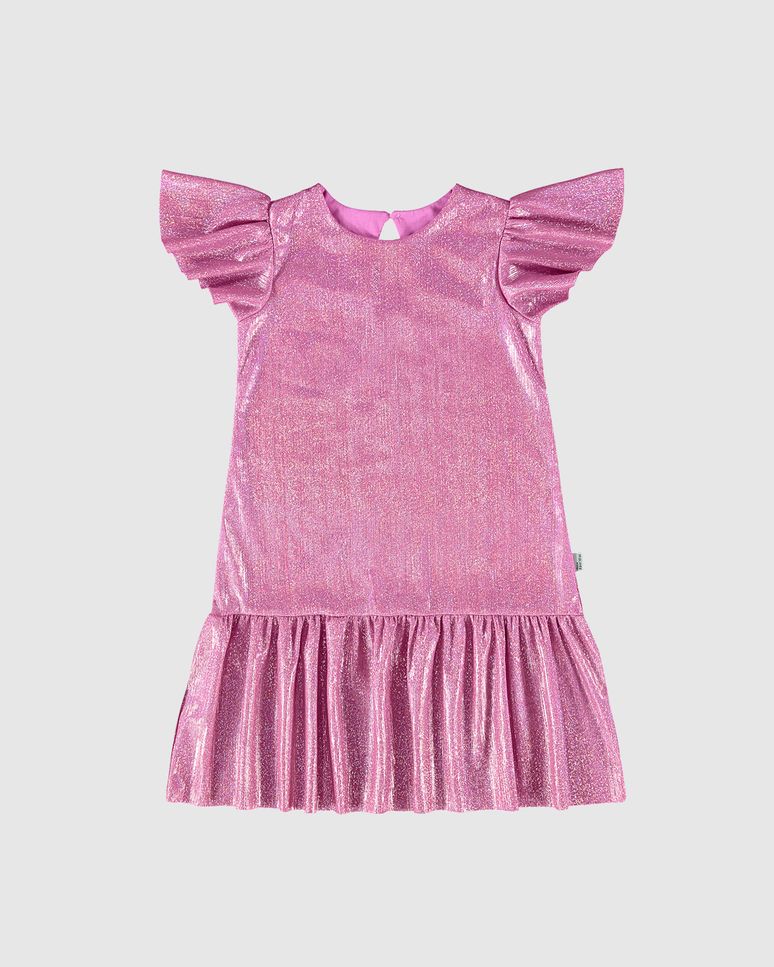 Vestido Infantil Evasê Em Malha Metalizada Malwee Kids
