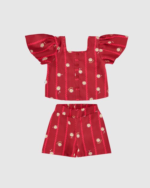 Conjunto Infantil Menina Blusa Com Botões Decorativos Malwee Kids