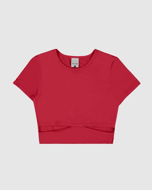 Blusa Menina Justa Detalhe Vazado Em Malha Viscose Canelada Malwee Kids