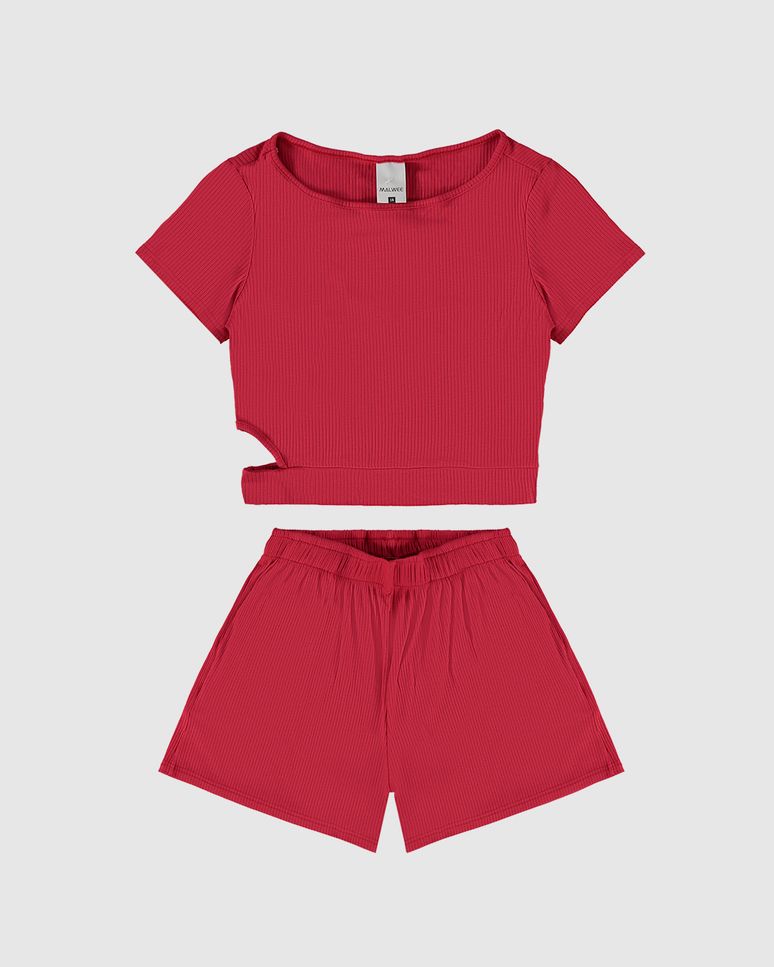 Conjunto Menina Blusa Justa Em Malha Viscose Canelada Malwee Kids