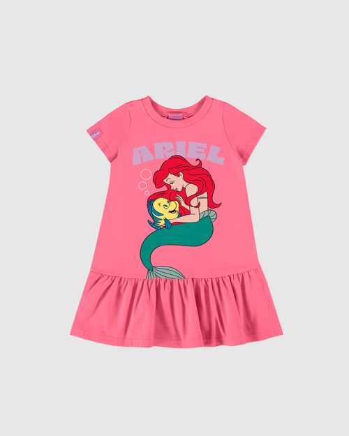 Vestido Infantil Ariel Princesa Disney Em Algodão Malwee Kids