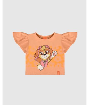Blusa Infantil Menina Manga Babado Patrulha Canina Malwee Kids