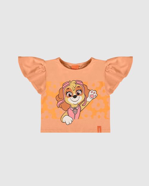Blusa Infantil Menina Manga Babado Patrulha Canina Malwee Kids