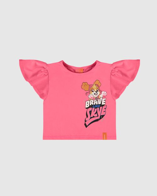 Blusa Infantil Menina Manga Babado Patrulha Canina Malwee Kids