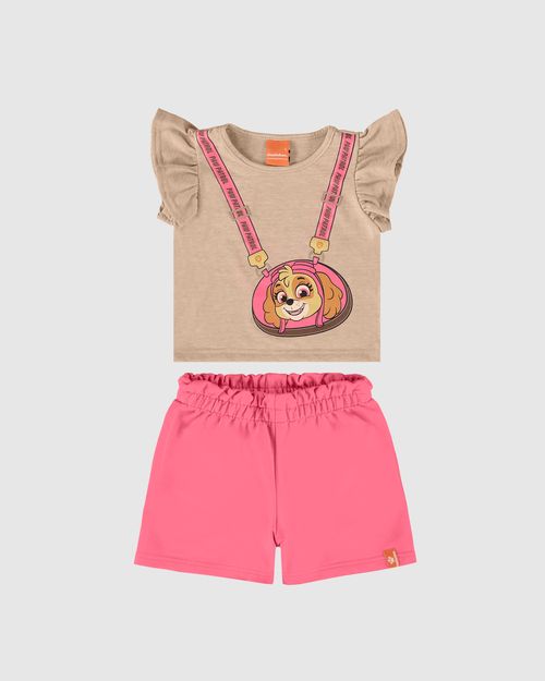 Conjunto Infantil Menina Blusa Patrulha Canina Em Malha Rajada Malwee Kids