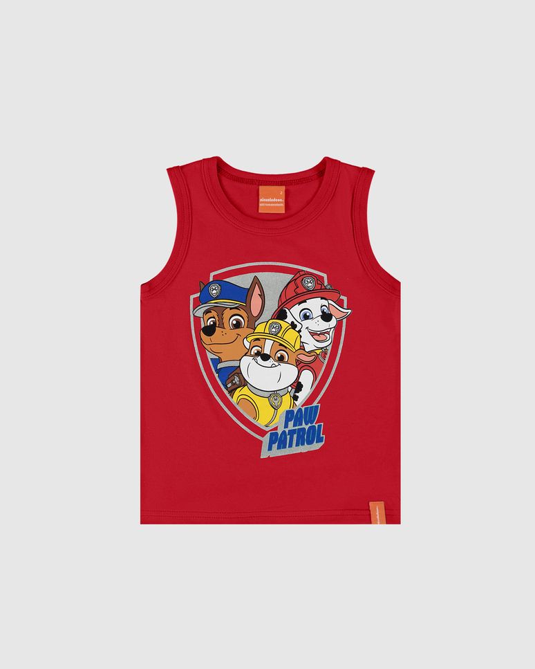 Regata Infantil Menino Patrulha Canina Estampa Efeito Prateado Malwee Kids