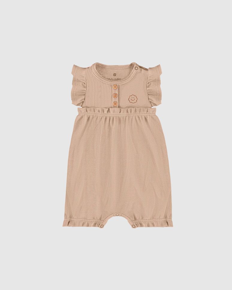 Macaquinho Infantil Menina Babados Em Malha Thermal Malwee Kids