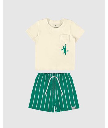 Conjunto Infantil Menino Em Tecido Listrado Malwee Kids