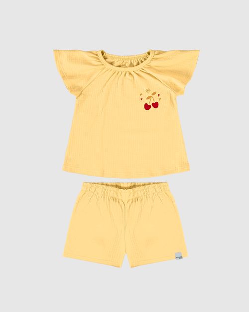 Conjunto Infantil Menina Estampa Peitoral Em Malha Texturizada Malwee Kids