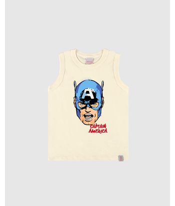 Regata Infantil Menino Capitão América Avengers Em Algodão Malwee Kids