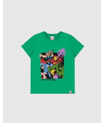 Camiseta Infantil Menino Estampa Avengers Em Algodão Malwee Kids