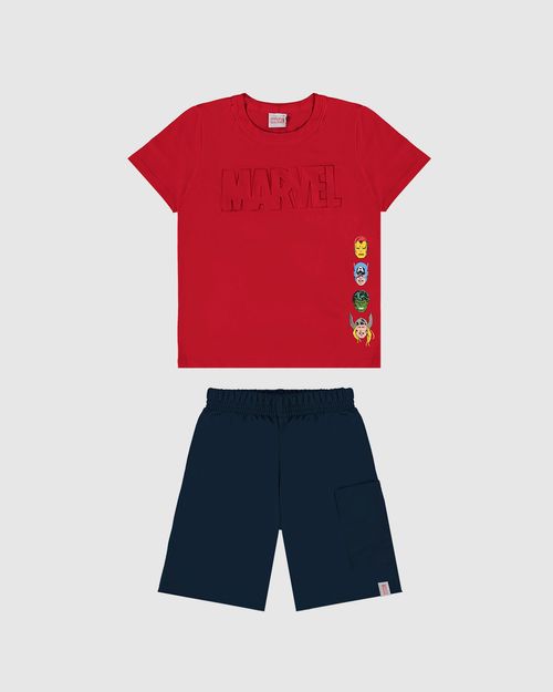 Conjunto Infantil Menino Camiseta Avengers Estampa Alto Relevo Malwee Kids