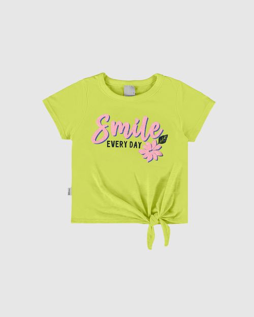 Blusa Infantil Menina Smile Amarração Frontal Em Malha Rajada Malwee Kids