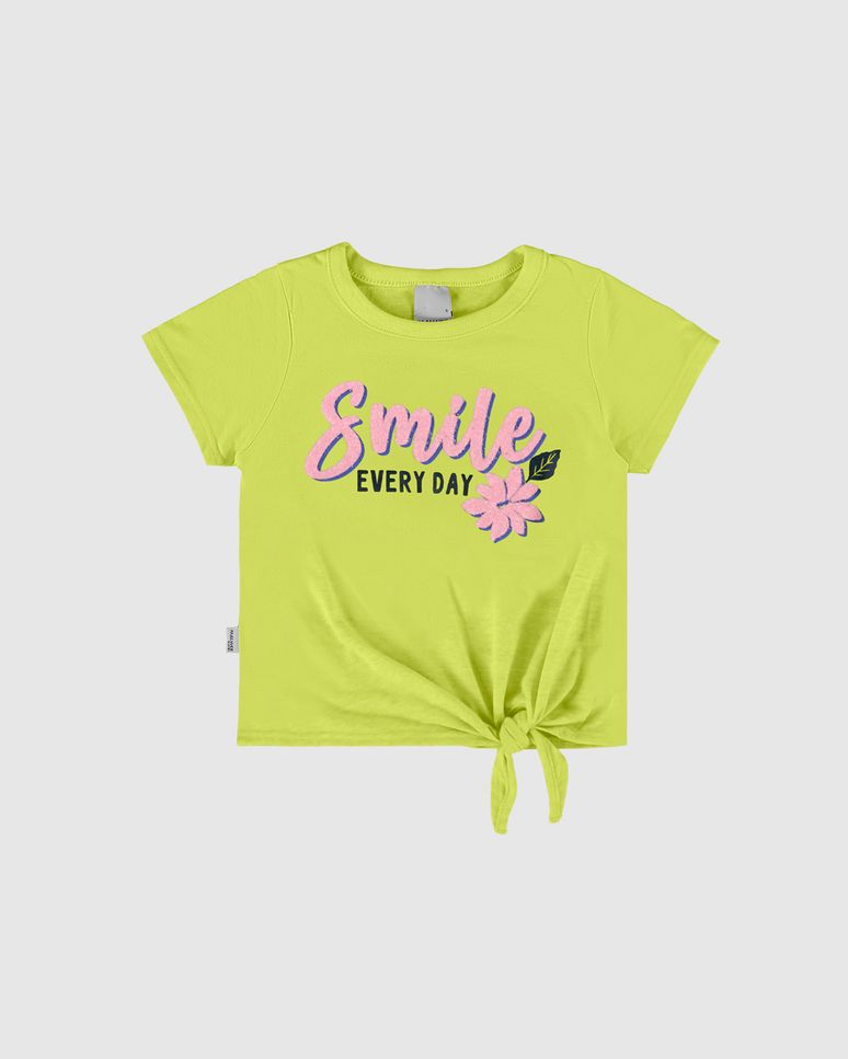 Blusa Infantil Menina Smile Amarração Frontal Em Malha Rajada Malwee Kids