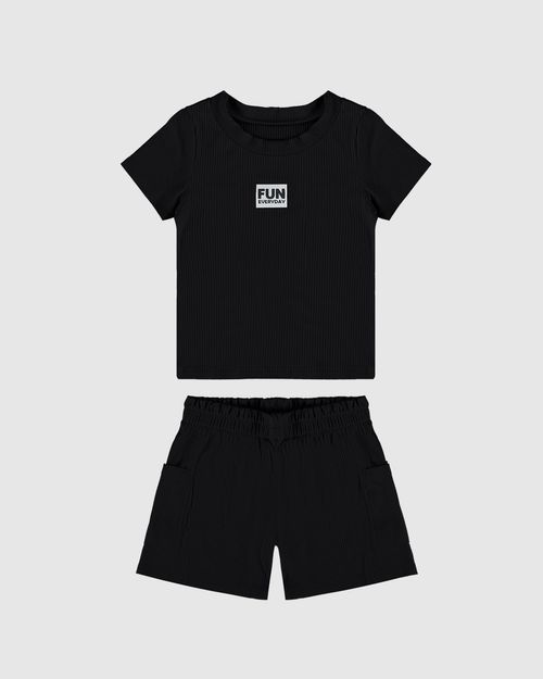 Conjunto Infantil Menina Fun Everyday Em Malha Viscose Canelada Malwee Kids