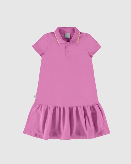 Vestido Polo Infantil Gola Retilínea Em Algodão Malwee Kids