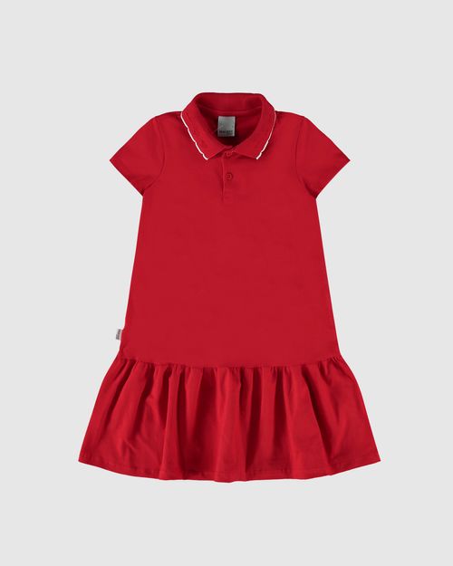 Vestido Polo Infantil Gola Retilínea Em Algodão Malwee Kids