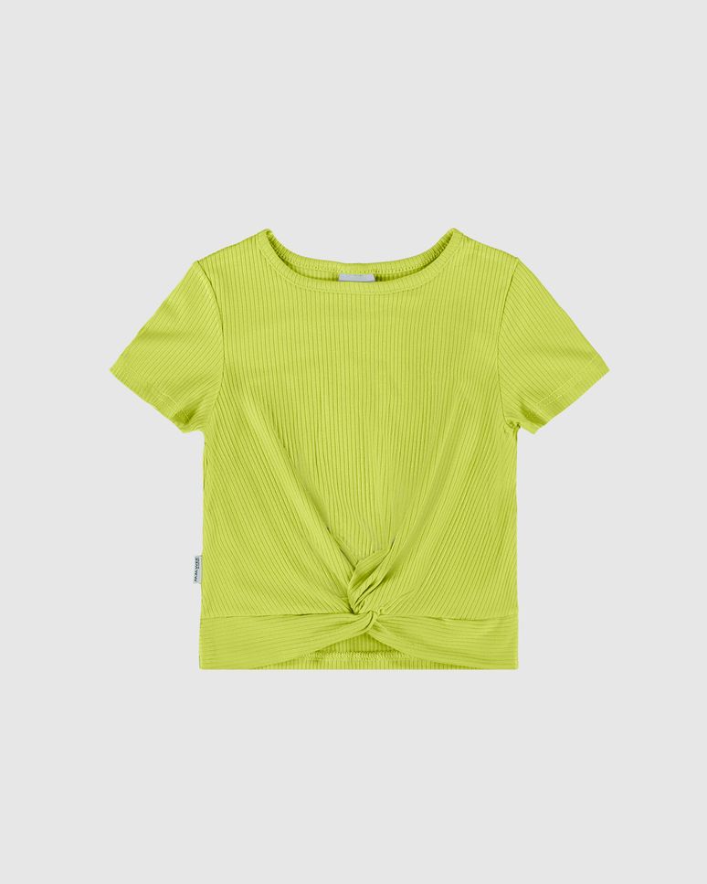 Blusa Infantil Menina Torção Frontal Em Malha Viscose Canelada Malwee Kids