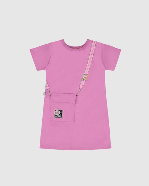 Vestido T-Shirt Infantil Bolso Funcional Em Algodão Malwee Kids