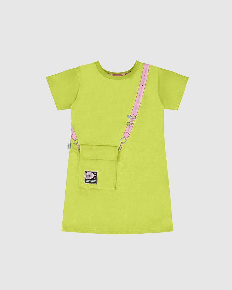 Vestido T-Shirt Infantil Bolso Funcional Em Algodão Malwee Kids