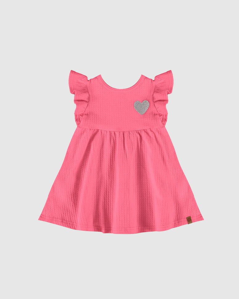 Vestido Infantil Manga Babado Em Malha Texturizada Malwee Kids