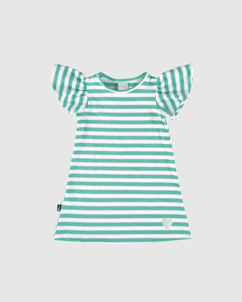 Vestido Infantil Amplo Em Malha Listrada Lurex Malwee Kids
