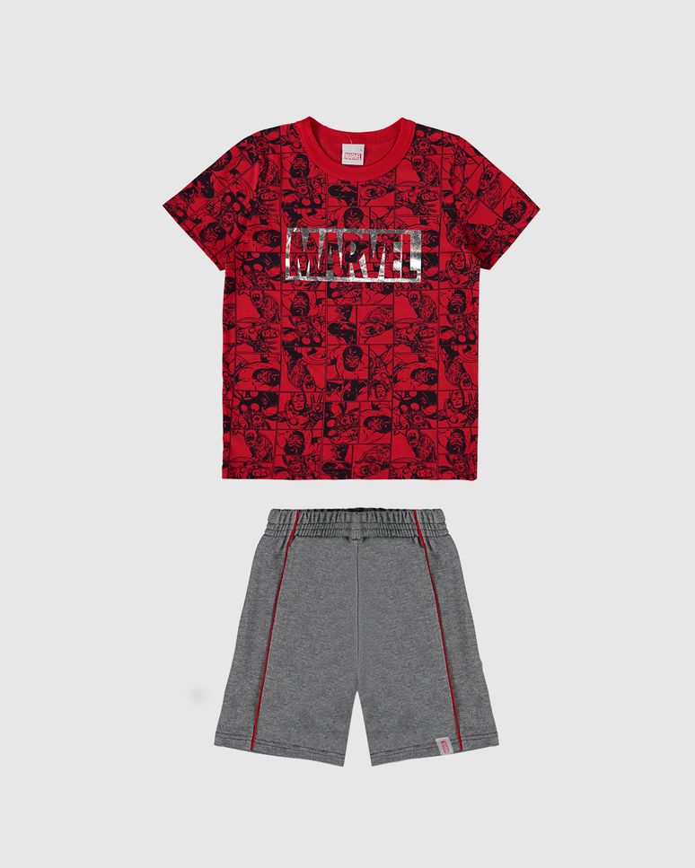 Conjunto Infantil Menino Camiseta Avengers Estampa Corrida Malwee Kids