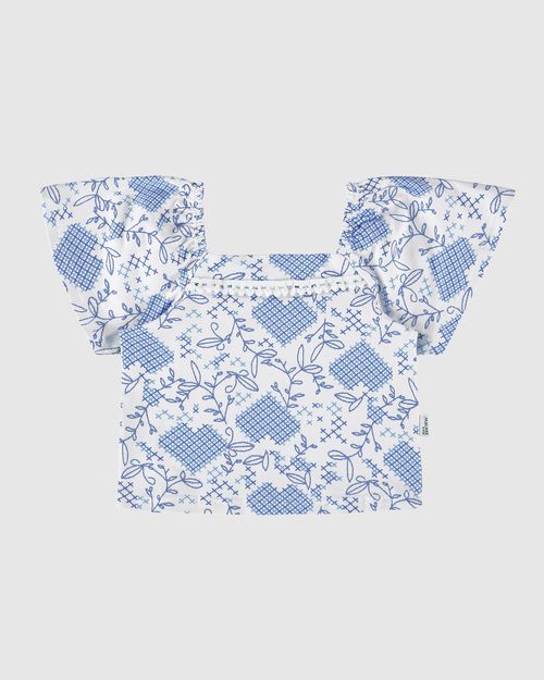 Blusa Infantil Menina Cropped Detalhe Renda Pompom Malwee Kids