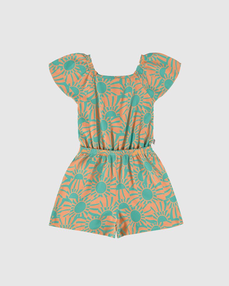 Macaquinho Infantil Menina Estampado Acinturado Em Viscose Malwee Kids