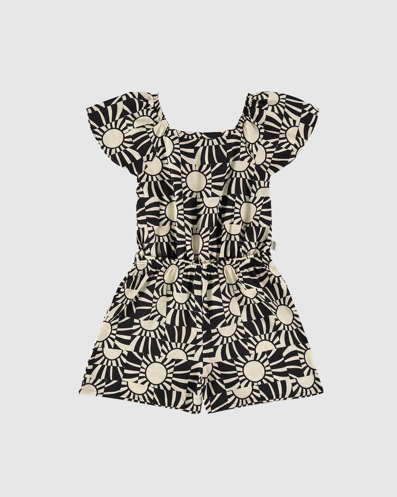 Macaquinho Infantil Menina Estampado Acinturado Em Viscose Malwee Kids