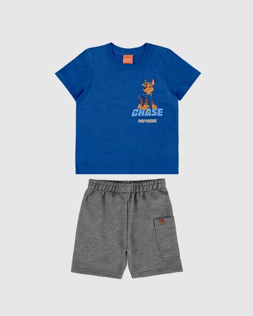 Conjunto Infantil Menino Camiseta Patrulha Canina Malha Botonê Malwee Kids