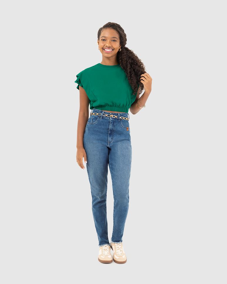 Blusa Cropped Menina Recorte Ombro Em Algodão Malwee Kids
